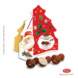 Witor's συσκευασία σε σχήμα χριστουγεννιάτικο δέντρο με τυλιχτά σοκολατάκια σε 3 διαφορετικούς συνδυασμούς (κρέμα φουντουκιού, κρέμα κακάο & κρέμα γάλακτος). Το τέλειο δώρο για αυτά τα Χριστούγεννα.