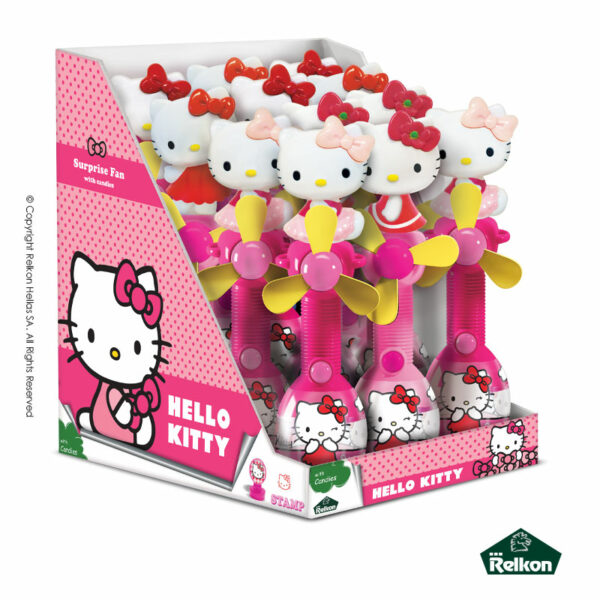 Hello Kitty ανεμηστήρες με φιγούρα, καραμελάκια σε σακουλάκι και δωράκι έκπληξη.
